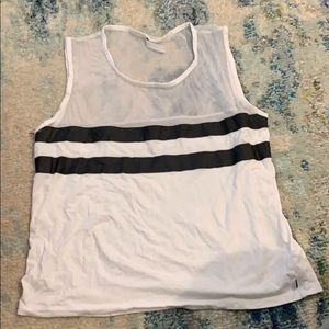 Fabletic WorkOut Tank w black stripes & mesh neck